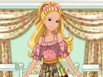 barbies patchwork peasant dress