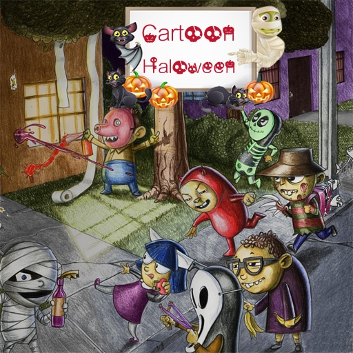 cartoon halloween slide puzzle